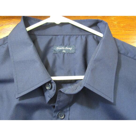 Double Pump Men's Dress Shirt Black Long Sleeves Collar Barrel Cuffs Size 2XL - Picture 4 of 5